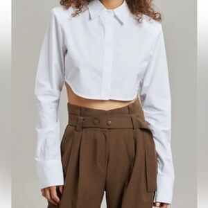 The Frankie Shop Cropped White Button Down Shirt